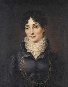Картина написана Генрихом Фогелем в 1815 году.

Герцогиня была старшей сестрой двух королев: Луизы в Пруссии и Терезы в Баварии. Она превратила свой городок в "Маленкий Ваймар". В частности она пригласила для службы в  дворцовой капелле композитора  Иоганна Каспара Рютингера (1761 - 1830), нашего предка (пятью поколенями ранее). Он прослужил в её  дворце в течение 30 лет.